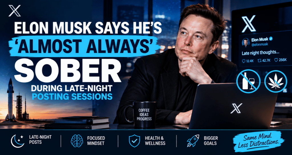 Elon Musk Says He’s ‘Almost Always’ Sober During Late Night