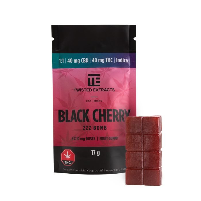 1:1-40mg Black Cherry ZzZ Bomb Indica Premium Edible Online For Sale - Image 2