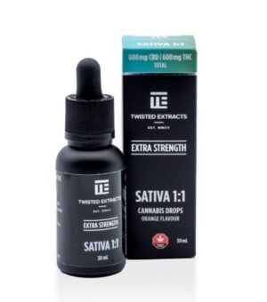 1:1 Tincture Drops Orange | Sativa | 600mg CBD & 600mg THC | Twisted Extracts Premium Online For Sale - Image 2