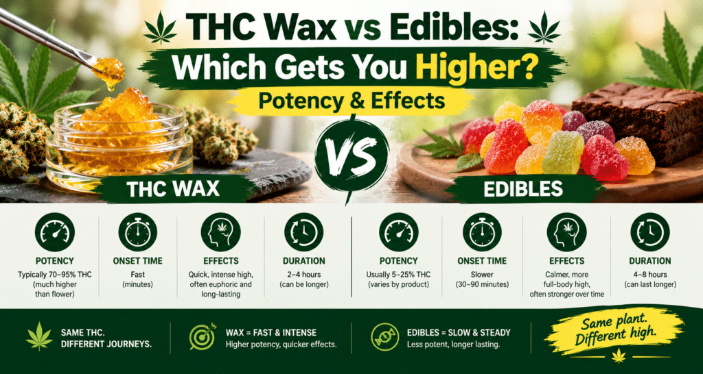 THC Wax vs Edibles: Which Gets You Higher?